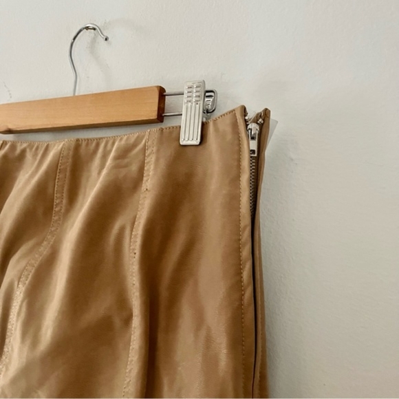 Free People Modern Femme Camel Tan Suede Leather Mini Skirt. - Picture 10 of 11